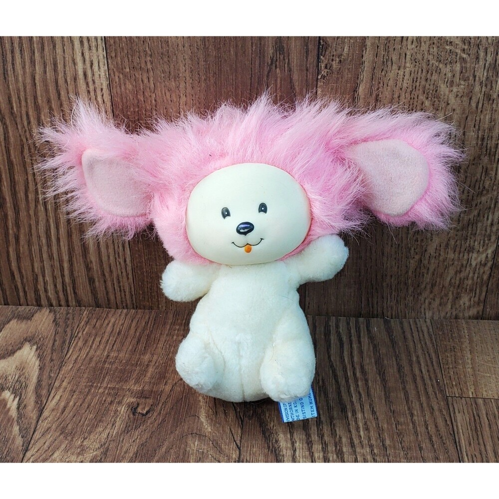 Poochie Puppy Dog 7” Plush White Pink Mattel 1983